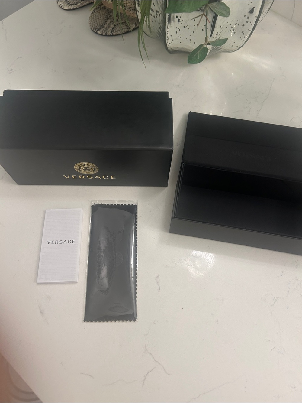Versace Sunglass Case with Box and cleaning wipe